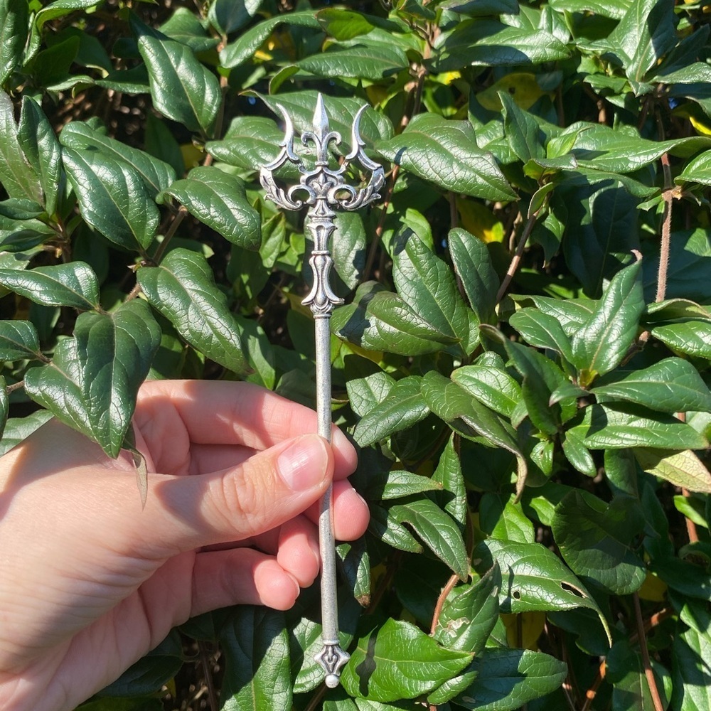 Greek Mythology Triton Hair Pin Engraved Detailing Silver Tone New